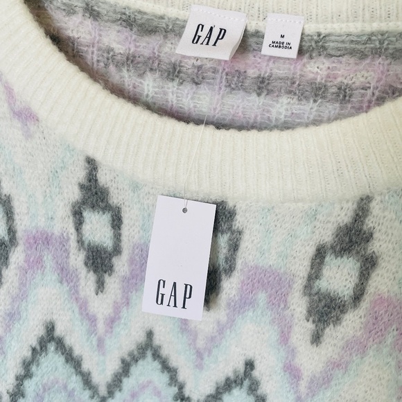GAP White Pastel Colour Nordic, Argyle Soft SZ Medium - Picture 9 of 10